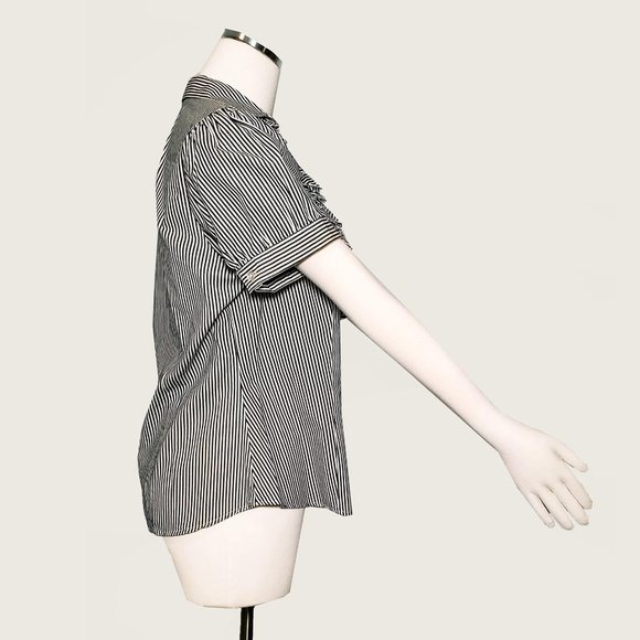 Harve Benard Pinstripe Blouse with Ruffle - Picture 4 of 6